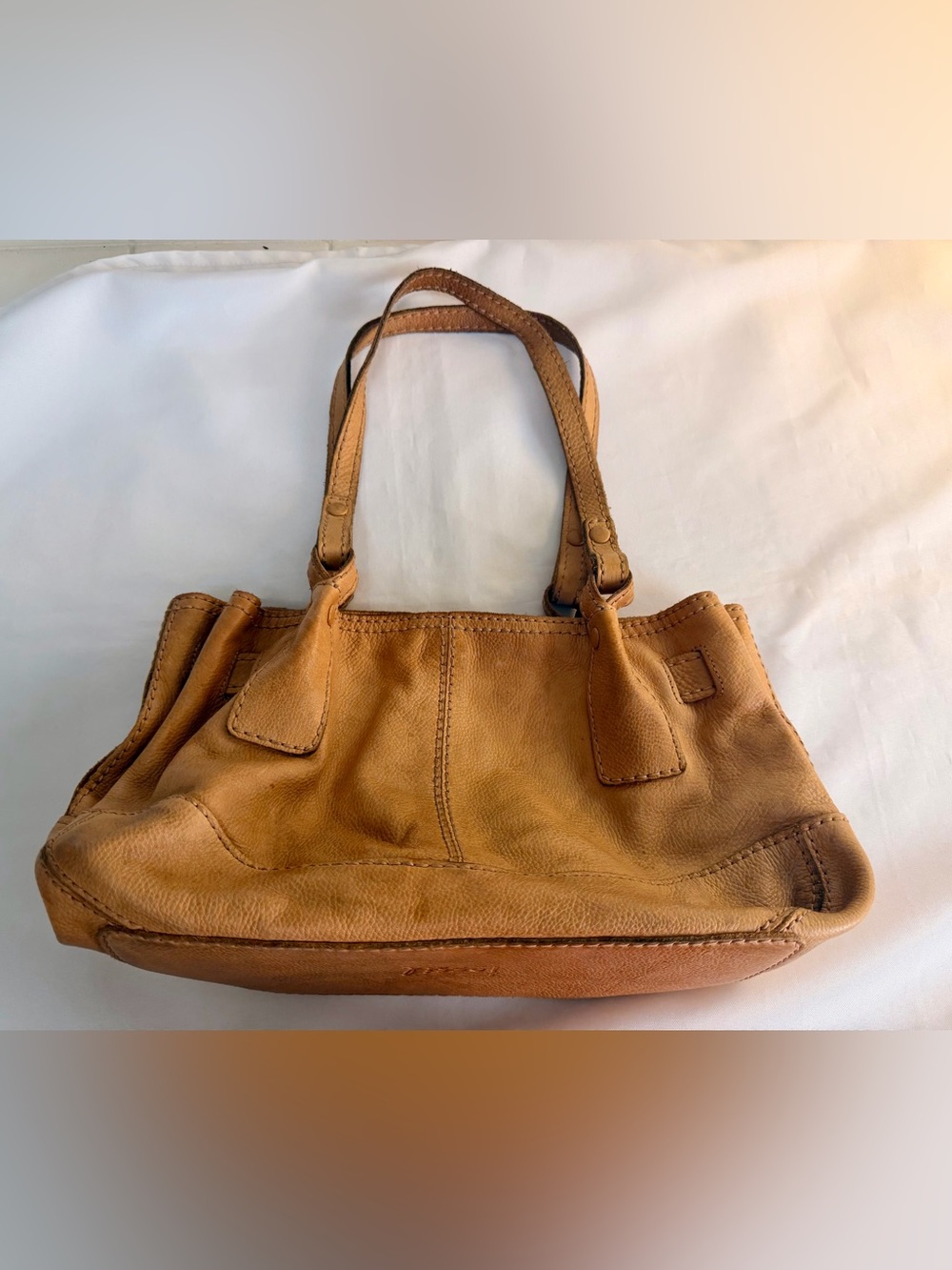 Vintage Fossil No 75082 Cognac Soft Leather Shoulder Bag